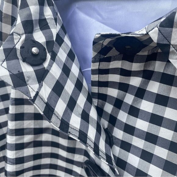 Focus 2000 Gingham Silk Black White Cropped Short Jacket Coat Plus Size 22W - Picture 7 of 7